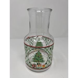 KIG Indonesia‎ Christmas Tree Carafe Juice Pitcher 9" Tall x 3 1/2" Wide Opening